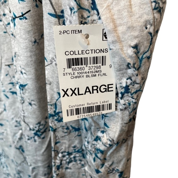 Charter Club Macy's Lace Trim Pajama Top Grey Floral XXL New - Picture 5 of 7